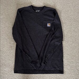 Carhartt Black Heather Long Sleeve Pocket T-Shirt Mens Size Small